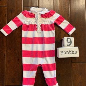 Ralph Lauren velour striped footie pajamas, size baby girl 9 months